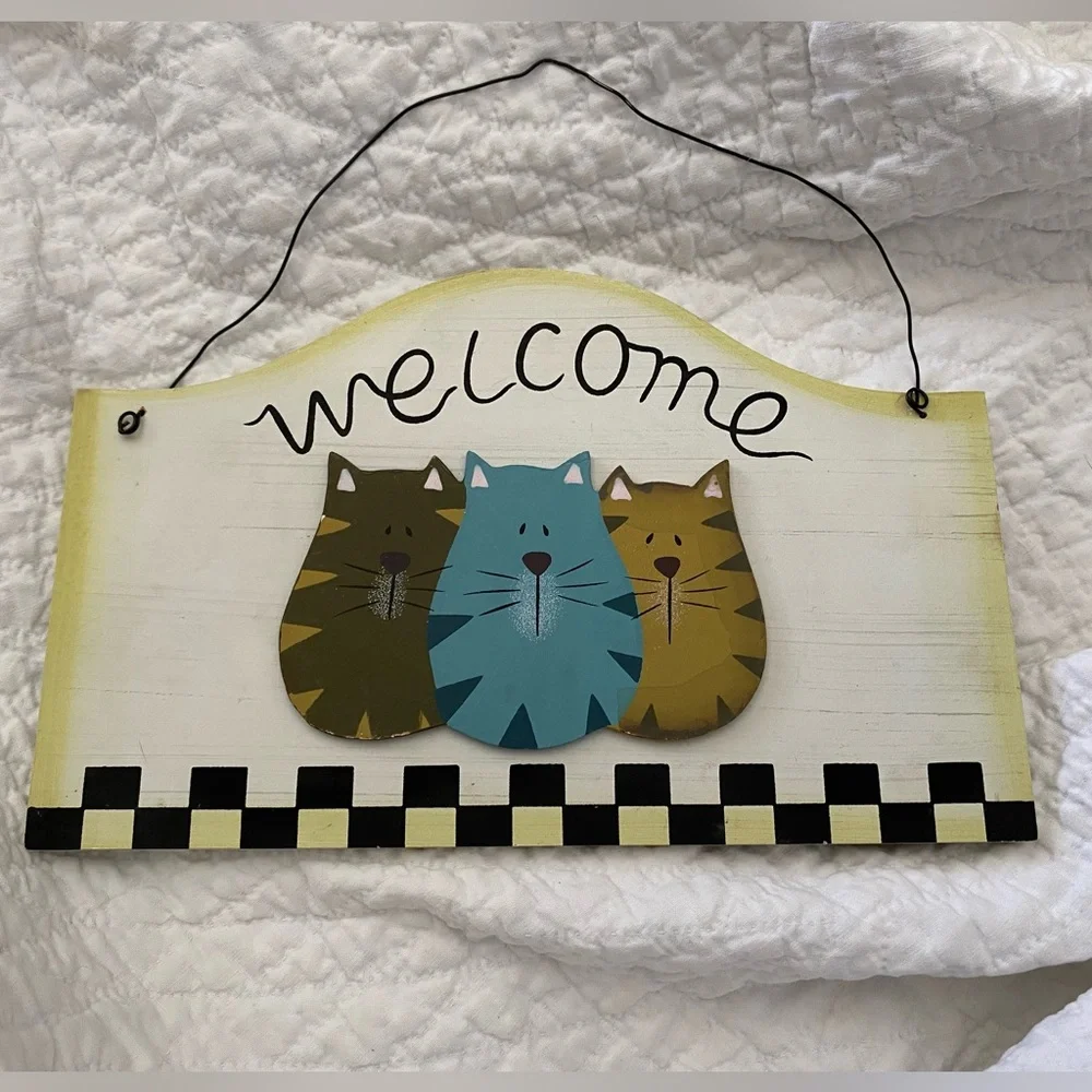 Primitive, Cat, Welcome Sign - Picture 1 of 4